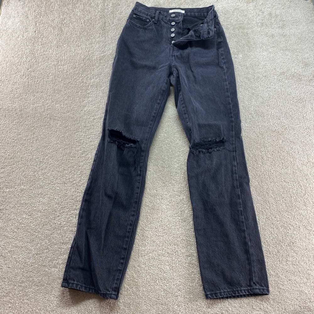 PacSun Jeans Womens Size 24 Black Dad Jean Distressed High Rise Button Fly